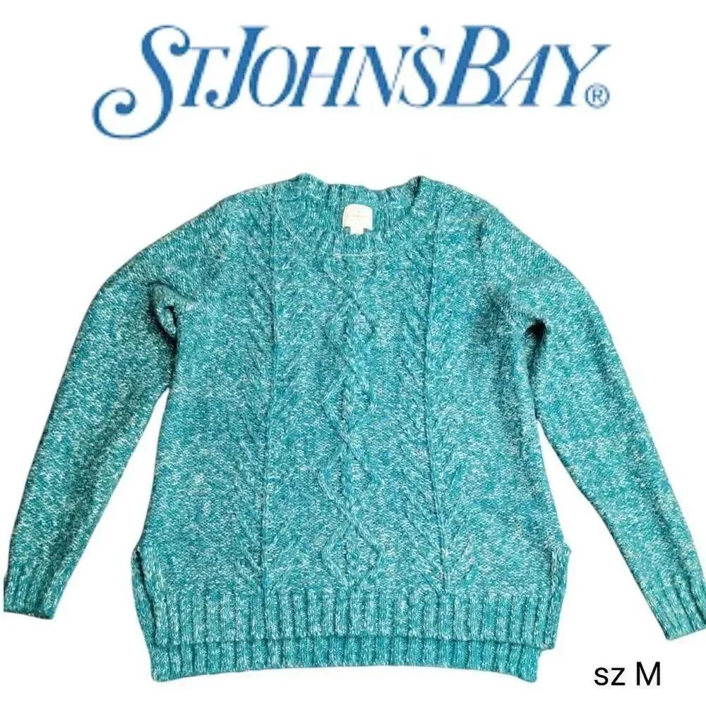 St. John's Bay Teal Turquoise  Blue Green Pullover Soft Comfy Sweater